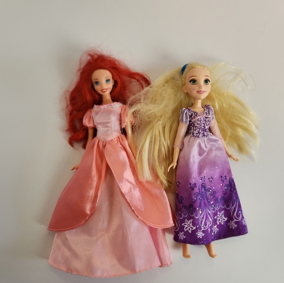 Lot of Dolls The Little Mermaid Ariel Doll Pink Dress Disney Rapunzel - Picture 11 of 11